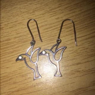 Fancy 925 Sterling Silver Bird Dove of Peace Earrings with Simulated Diamonds