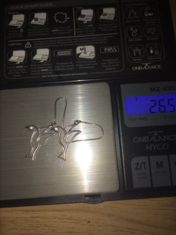 Fancy 925 Sterling Silver Bird Dove of Peace Earrings with Simulated Diamonds - Image 6