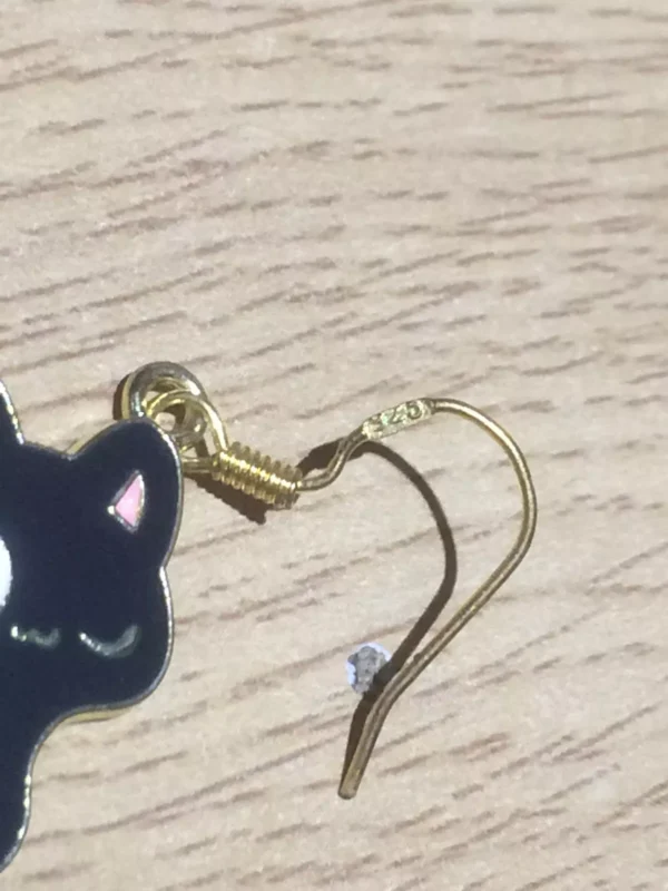 Black Cat Enamel Gold Tone/Plated/Color 925 Sterling Silver Dangle/Drop Earrings - Image 4