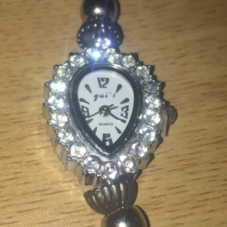 Gui's / Guis Oval Silver Tone Quartz Adjustable Watch with Rhinestones