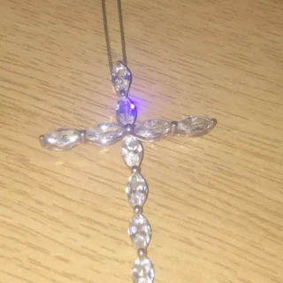 Vintage 925 Sterling Silver Box Chain with Silver Cubic Zirconia Cross Pendant