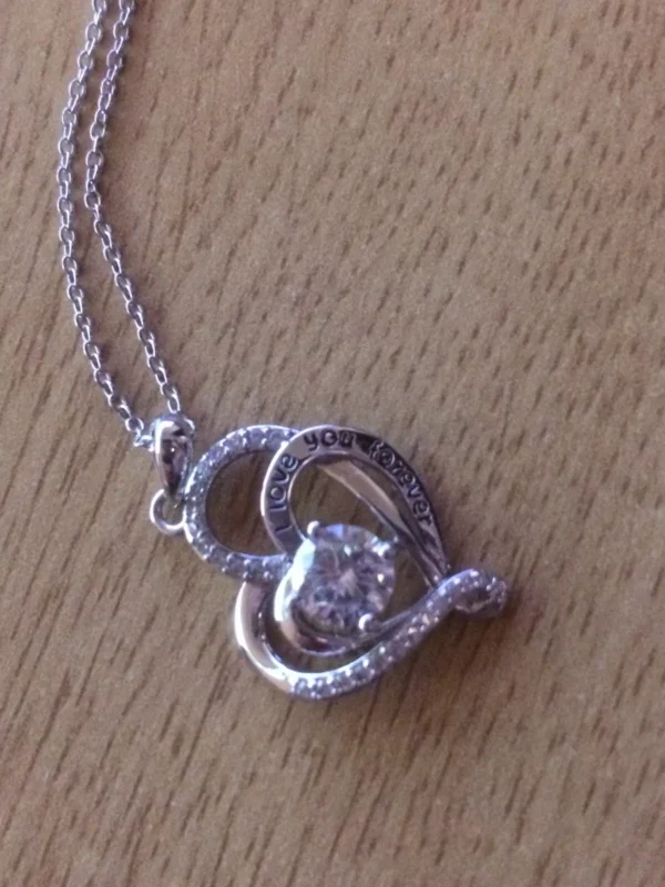 Fine 925 Sterling Silver Chain/Necklace and Heart Pendant with CZ Diamonds