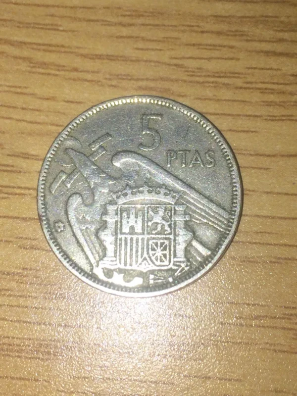 1957 Spanish 5 'Ptas' Pesetas ' Francisco Franco Caudillo' Coin