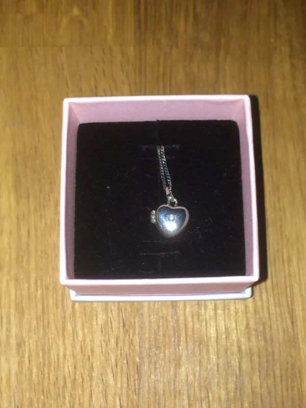 Diamond Heart Pendant & 925 Sterling Silver Cable Necklace/Chain + Pandora Box